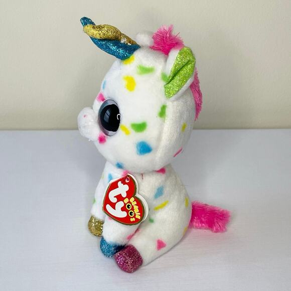 TY Beenie Boos Harmonie Unicorn 6" Glitter Eyes Stuffed Animal Collectible | NWT - Picture 4 of 9